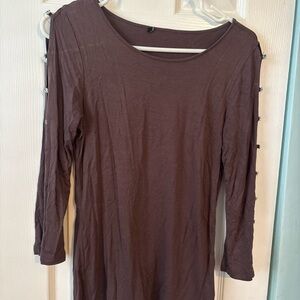 Crystals-Trim Long Sleeve Tunic - Deep Plum